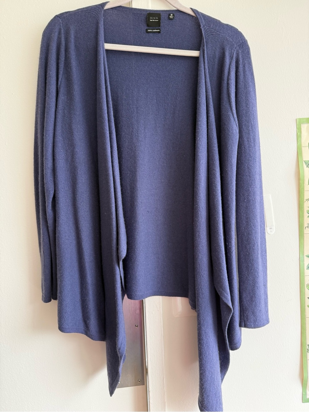 Saks Fifth Avenue Navy Open-Front Draped Cardigan 100% cashmere